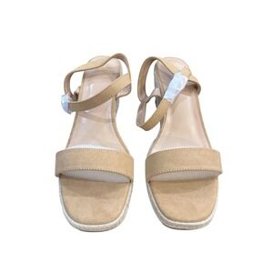 MYSOFT Womens Tan Suede Espadrille Wedge Sandals Size 11